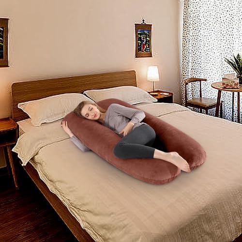 U Shaped Pregnancy Pillow, Maternity Full Body Pillow for Sleeping, Reading, Nursing, Watching TV,Sleeping Pillow for Pregnant Women and Side Sleepers with Removable Cover (D) Azrian