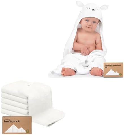KeaBabies Baby Hooded Towel and Baby Washcloths - Bamboo Viscose Baby Towel, Toddler Towels, Hooded Towels for Baby - Organic Bamboo Viscose Baby Towels and Washcloths KeaBabies
