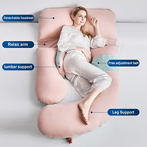 Подушка для беременных Розовая подушка для беременных 180x80см, U-образная подушка для поддержки всего тела для беременных женщин, со съемным моющимся хлопковым чехлом N/