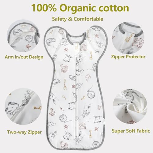 Transition Swaddle, Baby Sleep Sack 3-6 Months Arms up Swaddle 2-Way Zipper Infant Sleep Sack Wearable Blanket Eray