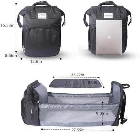 Suonady-Рюкзак для подгузников с пеленальным столиком, большая сумка для подгузников, детская сумка, многофункциональный рюкзак для подгузников большой вместимости, черный Suonady