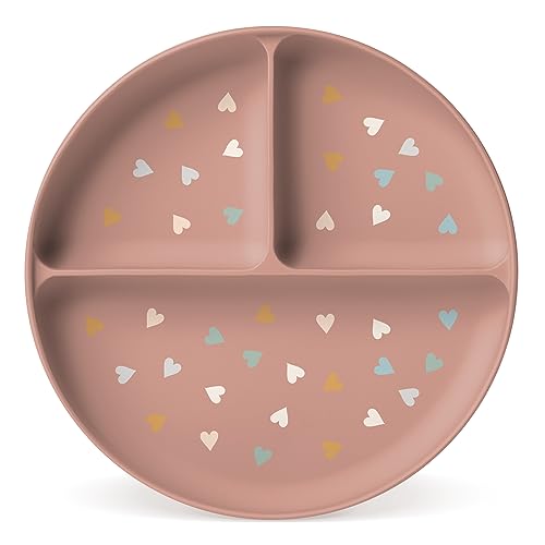 Простая современная силиконовая тарелка Disney для малышей и малышей | Разделенные тарелки для детей, пригодные для использования в микроволновой печи | Коллекция Паркера | Принцесса Радуга Simple Modern