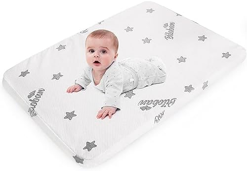 Bassinet Mattress Pad 25 x 36.5, Fits Dream On Me Nest/Zodiak/Zoom Portable, Pamo Babe Deluxe and Baby Trend Deluxe Portable, Waterproof Breathable Soft Baby Foam with Removable Zippered Cover Biloban