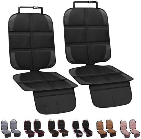 Car Seat Protector for Child Car Seat, 2 Pack Baby Car Seat Covers with Mesh Pockets & Non-Slip Backing 600D Durable Seat Protector Under Baby Car Seat for Car Back Seat (Black, Standard) NEWFOM