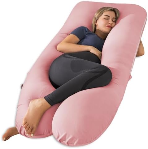 Подушки для беременных Meiz, охлаждающие подушки для беременных для сна, 55-дюймовая U-образная подушка для беременных всего тела для сна на боку, вискозный чехол из бамбука, розовый Meiz