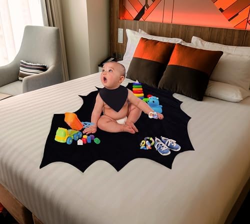 Baby Bat Swaddle Blanket (1 PCS), Baby Bibs for Boys, Girls, Unisex (1 PCS), Pacifier Clip (1 PCS), Goth Baby Stuff, Halloween Baby Blanket. Generic