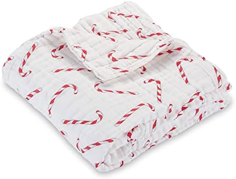 LollyBanks Muslin Swaddle Blanket | 100% Cotton | Newborn and Infant Blanket | Large 47 x 47 inches for Girls | Light Weight and Breathable |Snowflakes Prints LollyBanks