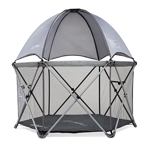 Baby Delight Go with Me Eclipse Deluxe Portable Playard | Playpen | Sun Canopy | Indoor and Outdoor | Elephant Grey Baby Delight