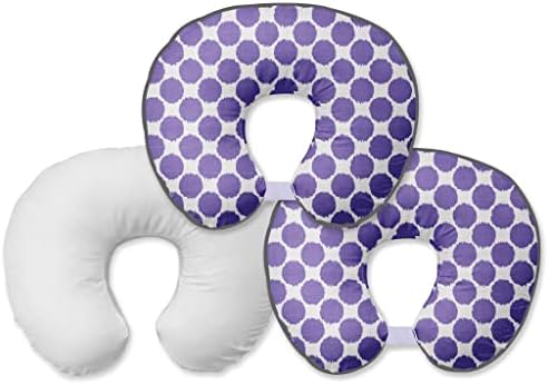 Подушка для кормления Hugster из муслиновой ткани Bacati Ikat Dots со вставкой ИЛИ только чехол на подушку для кормления (подушка для кормления со вставкой, фиолетовая) Bacati