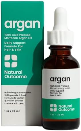natural outcome Argan Oil 100% Pure Moroccan Cold-Pressed Face, Body and Hair Lightweight Oil for Moisturizing, Hydrating & Skin Nourishment, 1 oz Natural outcome