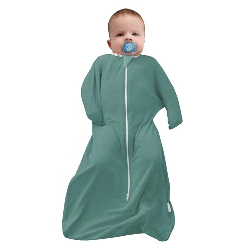 ZIGJOY Shark-Fin Transition Swaddle - 1.0 Tog Bamboo Transitional Sleep Sack 3-6 Months Soft Baby Wearable Blanket with Zipper for All Seasons, Grey, Medium, Thicked Version ZIGJOY