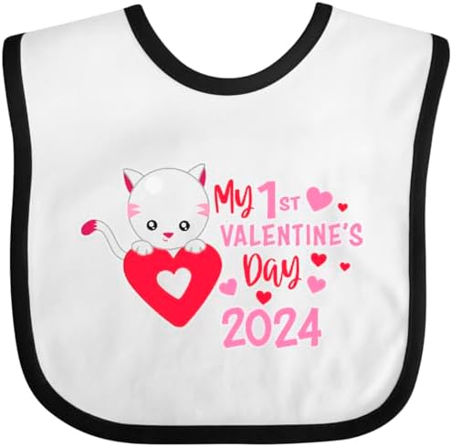 inktastic Мой первый День святого Валентина 2024 с нагрудником Cat Baby Inktastic