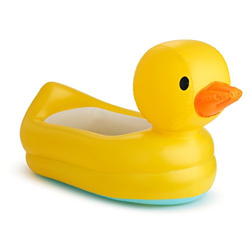 Надувная детская ванночка Munchkin® Duck™ с ополаскивателем для ванночки с шампунем White Hot® Heat Alert и Rinse™, синий Munchkin