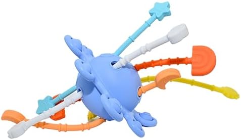 Intellikiddos Montessori Pull String Toy – Fun Montessori Toys for 6 Month Old – Food-Grade and BPA-Free Pull String Activity Toy – Cute and Stimulating Sensory Toys for Toddlers and Babies (Blue) Intellikiddos