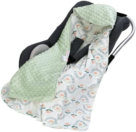 amo nenes Car Seat Blanket for Babies, Minky Dot Baby Car Seat Cover, Warm Carseat Swaddle Blankets for Infants Newborn, Universal Fit for Baby Car Seat, Balloon, 35.4"x35.4" Amo nenes