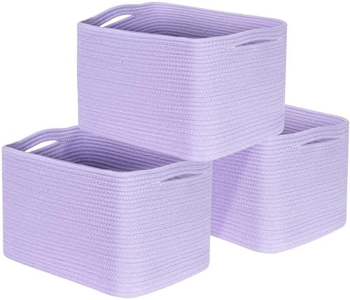 MINTWOOD Design, 3-Pack корзины для хранения для полок, декоративные корзины для организации вещей, тканые корзины для хранения, корзина для книг, ящик для хранения кубов, кладовая и органайзеры для обуви, нежно-розовый MINTWOOD Design
