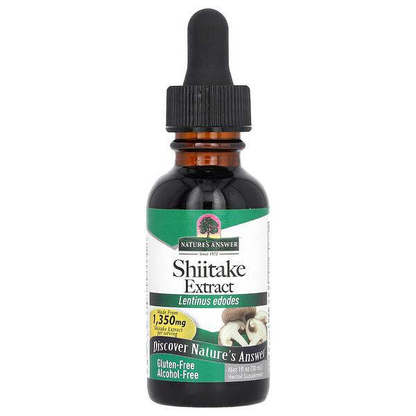 Shiitake Extract, Alcohol-Free (Безалкогольный), 1,350 mg , 1 fl oz (Жидкие унции) (30 ml) Nature's Answer