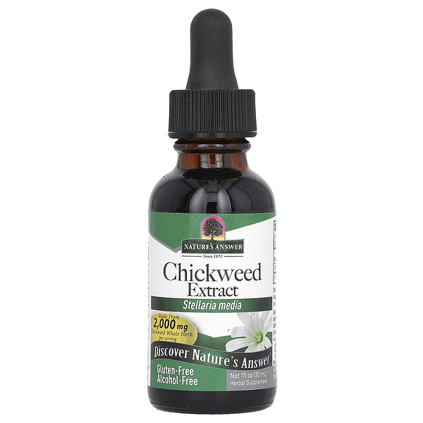 Chickweed Extract, Alcohol-Free (Безалкогольный), 2,000 mg, 1 fl oz (Жидкие унции) (30 ml) Nature's Answer