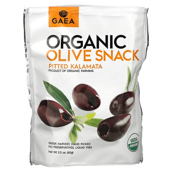 Organic Olive Snack, Pitted Kalamata, 2.3 oz (65 g) Gaea