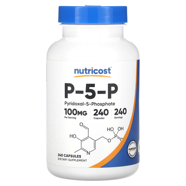 P-5-P, 100 мг, 240 капсул - Nutricost - Витамин B6 Пиридоксин Nutricost