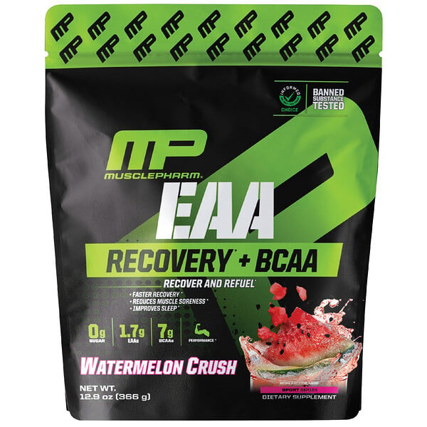 EAA, Recovery + BCAA, арбузный сок, 12,9 унции (366 г) MusclePharm