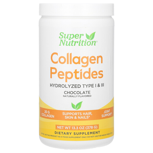 Коллагеновые пептиды, шоколад, 13,33 унции (378 г) Super Nutrition