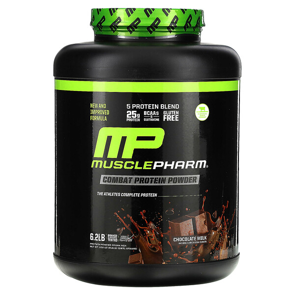 Combat Protein Powder, шоколадное молоко, 6,2 фунта (2831 г) MusclePharm