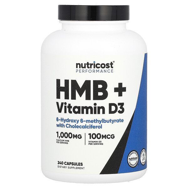 Performance, HMB + витамин D3, 240 капсул Nutricost