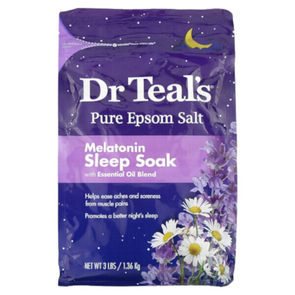 Чистая английская соль, средство для сна с мелатонином и смесью эфирных масел, 3 фунта (1,36 кг) Dr. Teal's