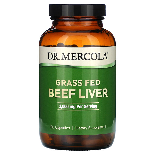 Говяжья печень травяного откорма, 500 мг, 180 капсул Dr. Mercola