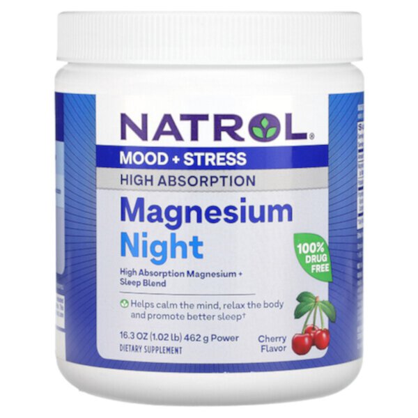 Magnesium Night, Вишня, 16,3 унции (462 г) Natrol