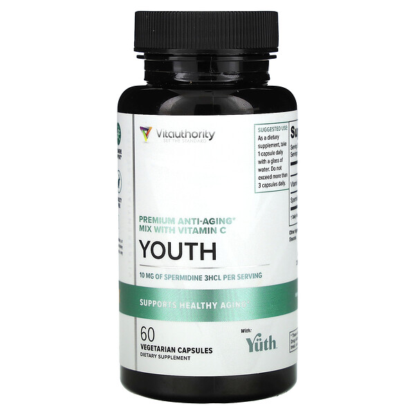 Youth, Антивозрастная смесь премиум-класса с витамином С, 60 вегетарианских капсул Vitauthority