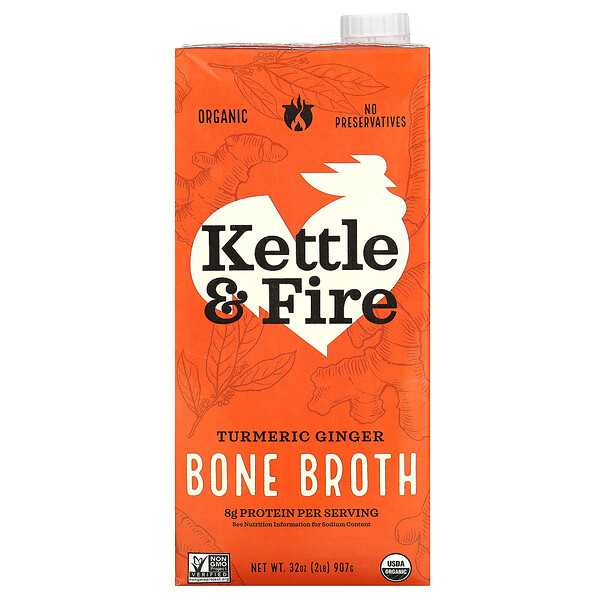 Bone Broth, куркума и имбирь, 32 унции (907 г) Kettle & Fire