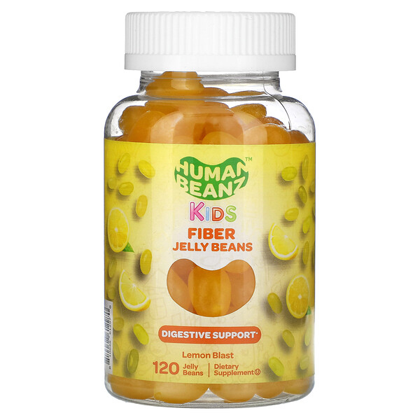 Жевательные бобы с клетчаткой для детей, Lemon Blast - 120 жевательных конфет - Human Beanz Human Beanz