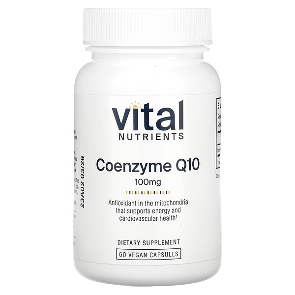 Коэнзим Q10, 100 мг, 60 веганских капсул Vital Nutrients