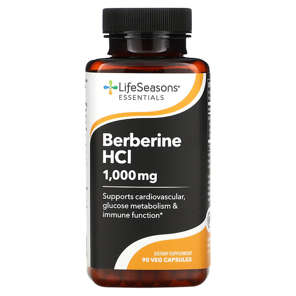 Berberine HCl, 1,000 mg, 90 Veg Capsules (333 mg per Capsule) LifeSeasons