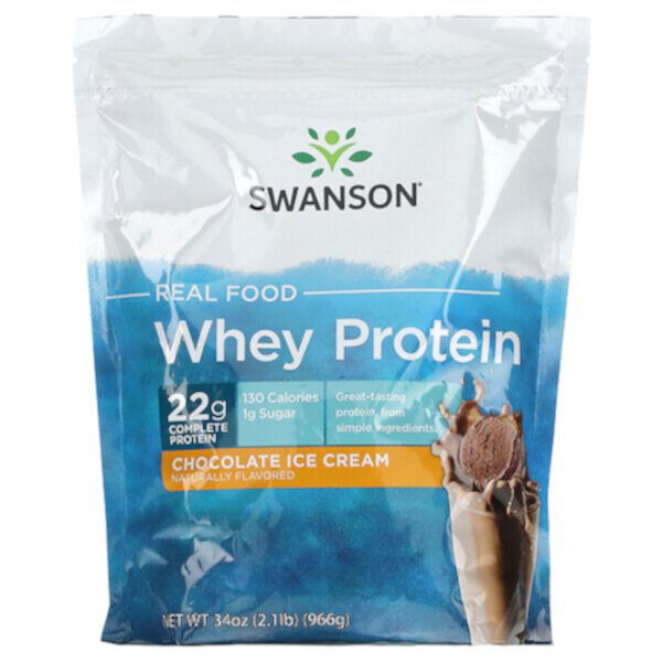 Real Food Whey Protein, Chocolate Ice Cream (Крем), 2.1 lb (Фунты) (966 g) Swanson