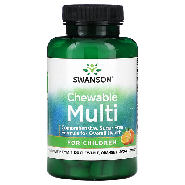 Chewable Multi для детей, апельсин, 120 жевательных таблеток Swanson
