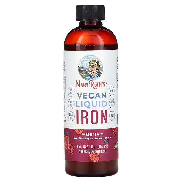 Vegan Liquid Iron, ягоды, 15,22 жидких унции (450 мл) MaryRuth's