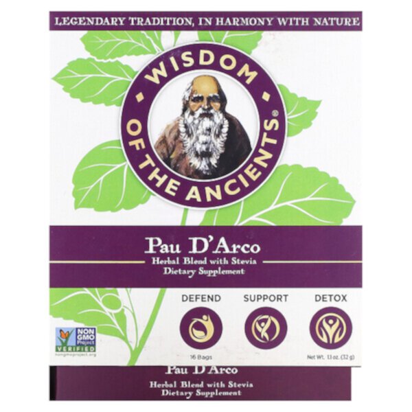 Pau D'Arco, Herbal Blend with Stevia, 16 Bags, 1.1 oz (32 g) Wisdom Of The Ancient