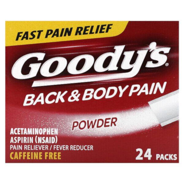 Порошок от боли в спине и теле, без кофеина, 24 упаковки Goody's