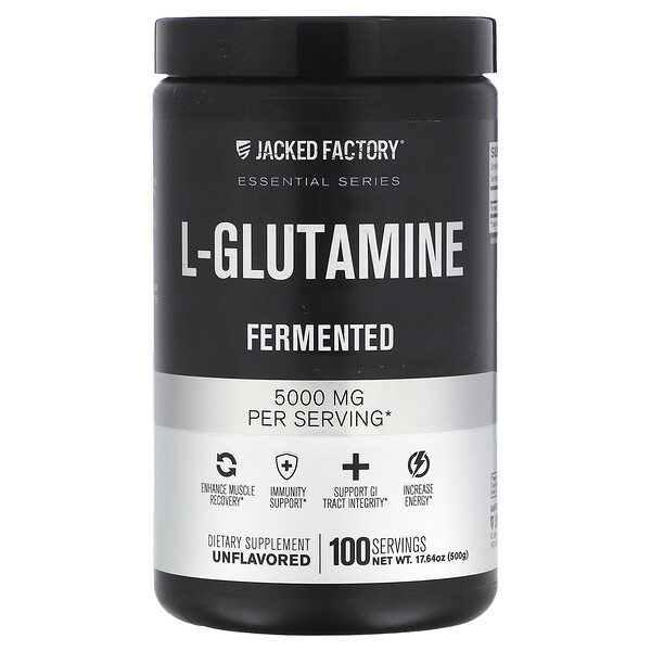 Essential Series, L-глютамин, ферментированный, без вкуса, 17,64 унции (500 г) Jacked Factory