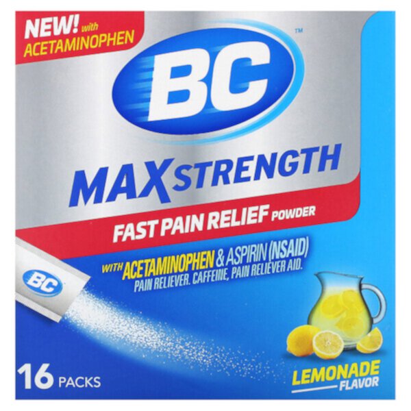 Порошок для быстрого обезболивания, максимальная сила, лимонад, 16 упаковок BC