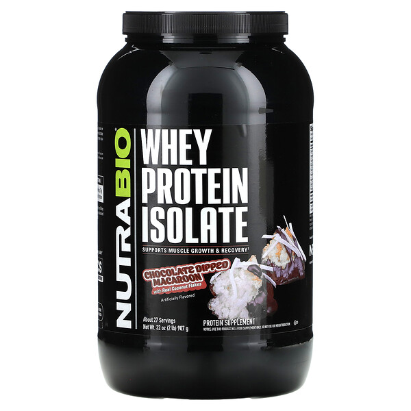 Whey Protein Isolate, Chocolate Dipped Macaroon, 2 lb (Фунты) (907 g) NutraBio