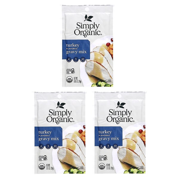Turkey Gravy Mix, 3 Pack 0.85 oz (24 g) Each Simply Organic