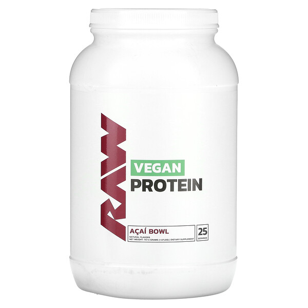 Vegan Protein, миска асаи, 1,67 фунта (757,5 г) Raw Nutrition