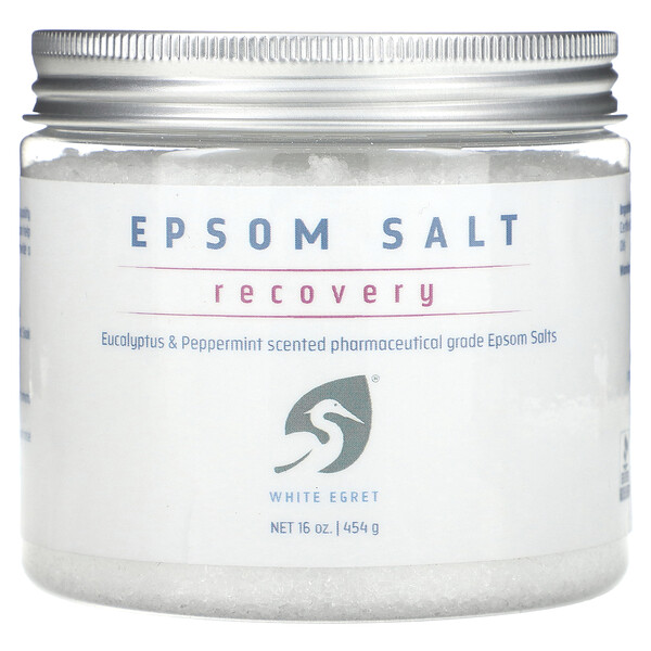 Epsom Salt, Recovery, Eucalyptus & Peppermint, 16 oz (454 g) White Egret
