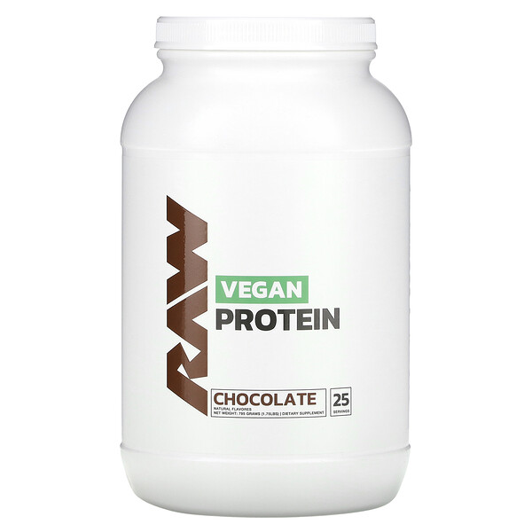 Веганский протеин, шоколад, 1,75 фунта (795 г) Raw Nutrition