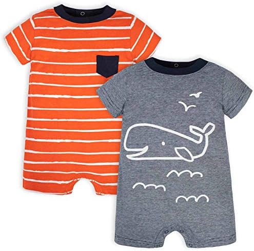 Комплект комбинезонов Gerber для маленьких мальчиков, цвет "Синий кит", 0–3 месяца, комплект из 2 штук GERBER