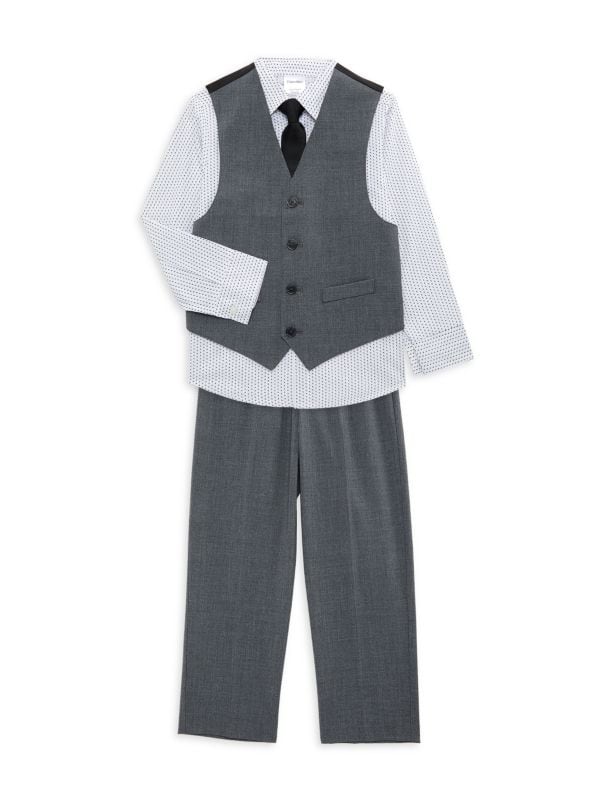 Комплект из четырех эластичных жилета, рубашки, брюк и галстука для маленького мальчика Calvin Klein